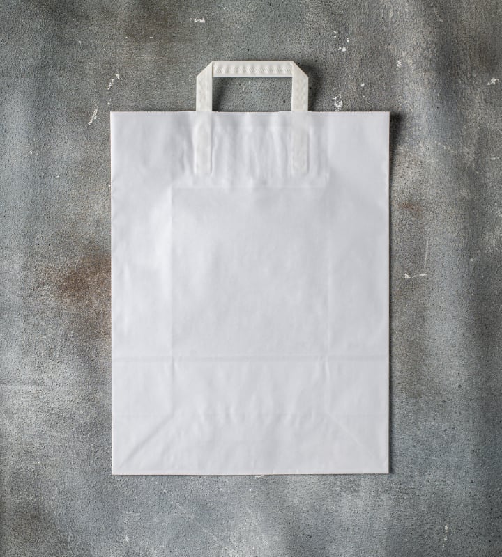 Flat Handle Kraft Paper Bag White 320x140x420mm1