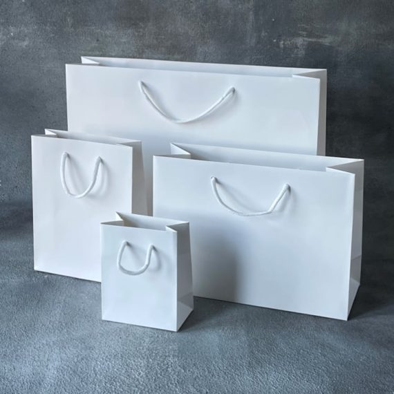 FSC® White Matt Laminated Rope Handle Paper Bags Paper Bag Co