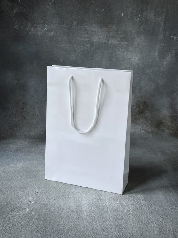 250x80x350 - White Gloss Laminated Rope Handle Paper Bags