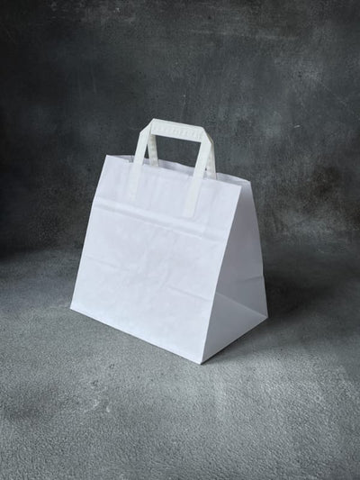 260x175x245 - White Wide Base Folded Handle Paper Bag