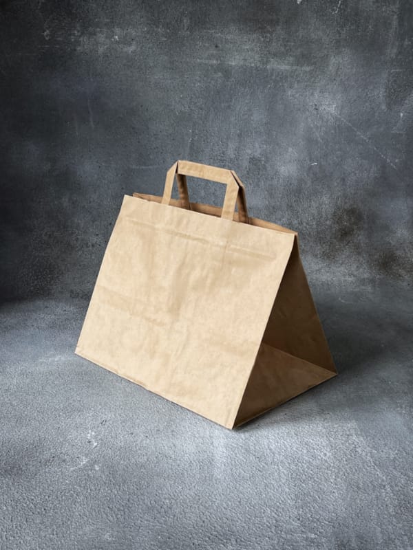 317x218x245 - Brown Wide Base Folded Handle Paper Bag