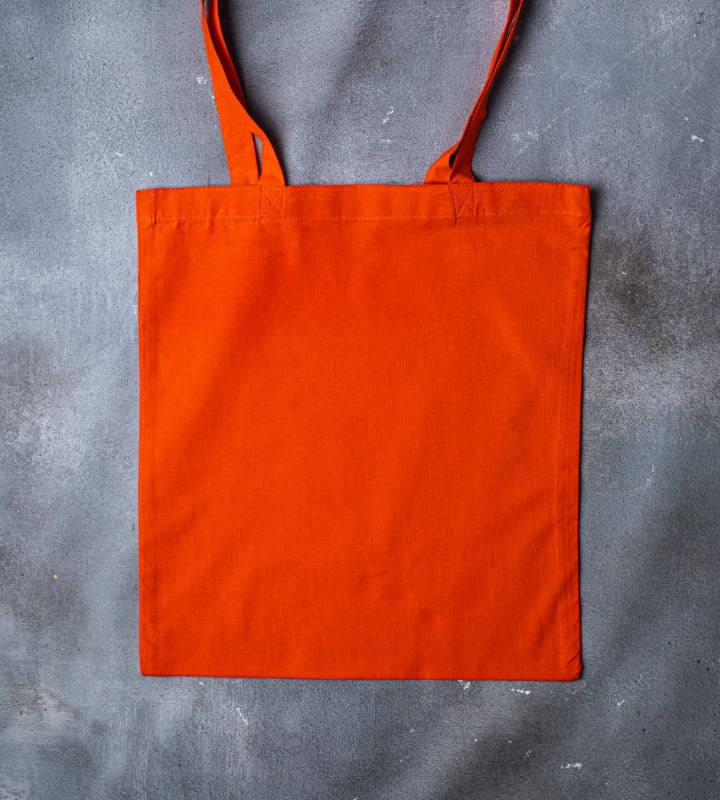 Orange 5oz coloured cotton bag 380x420mm back view