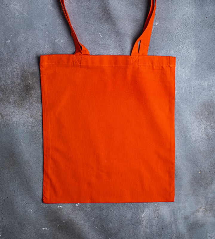 Orange 5oz coloured cotton bag 380x420mm front view