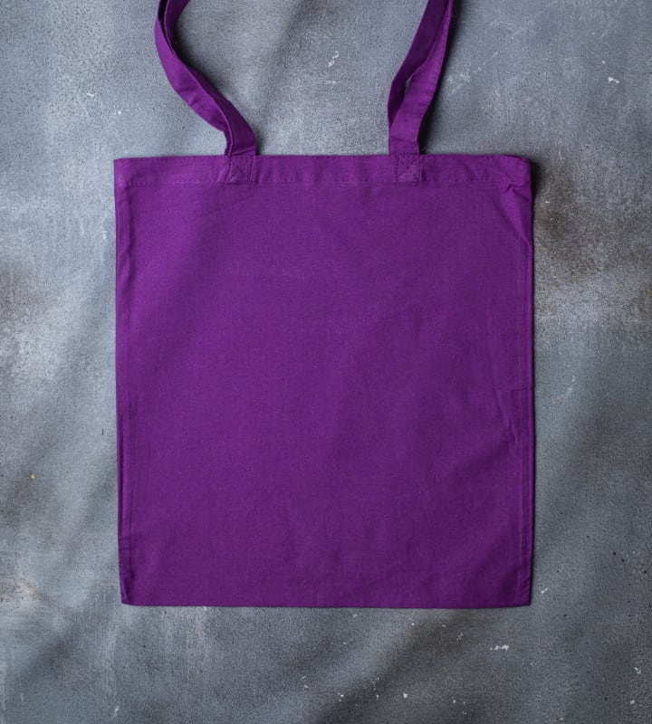 Purple 5oz coloured cotton bag 380x420mm back view