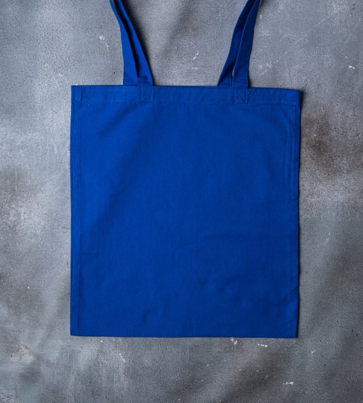 Royal blue 5oz coloured cotton bag 380x420mm back view