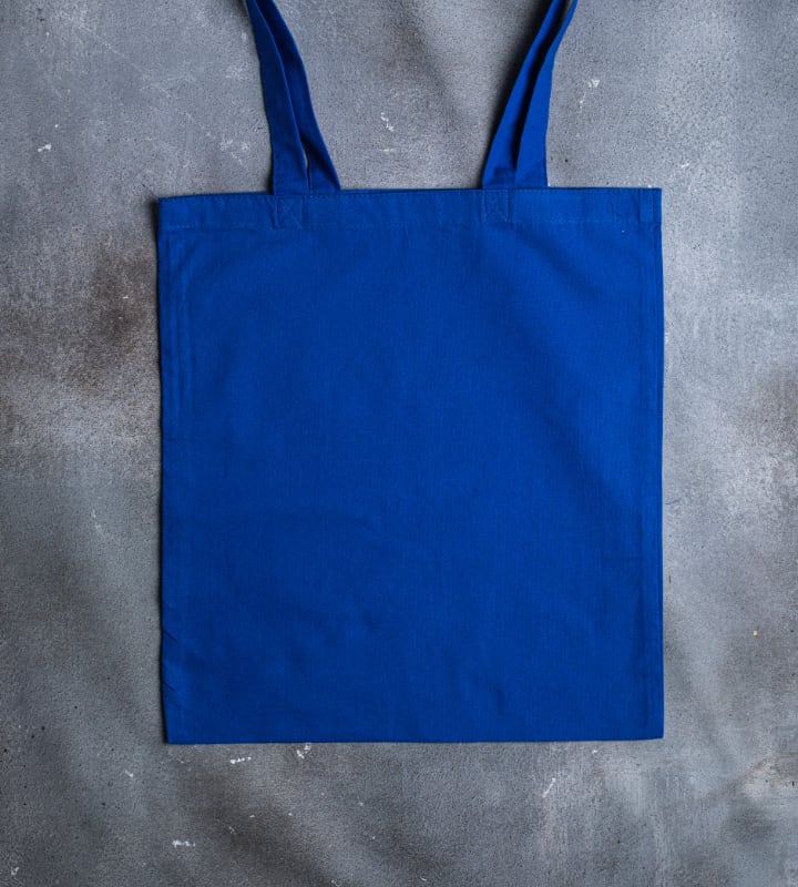 Royal blue 5oz coloured cotton bag 380x420mm front view