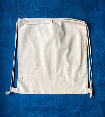 Natural 5oz cotton backpack bag back view