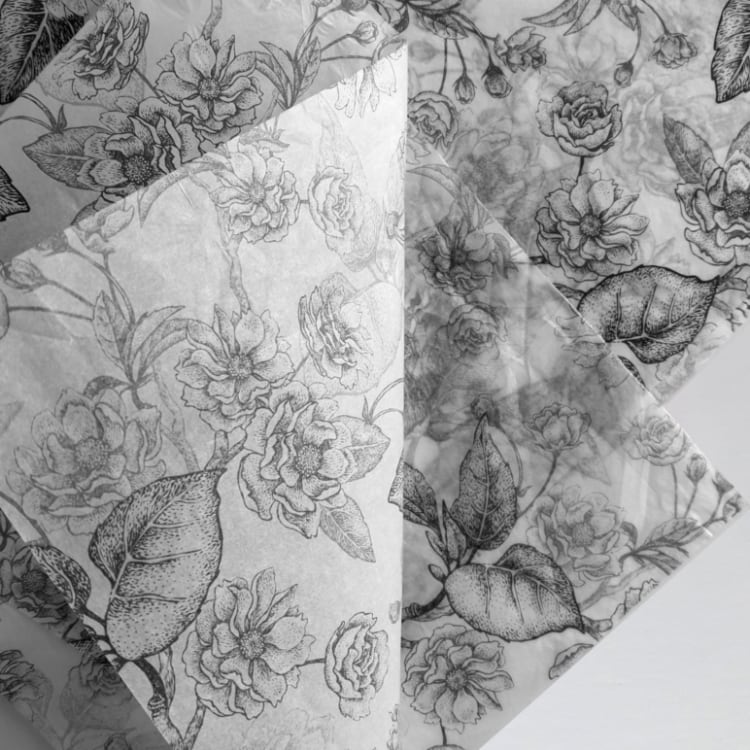 Tissues Patterned Collection Black Garden Patterned Tissue Paper | Paper Bag Co