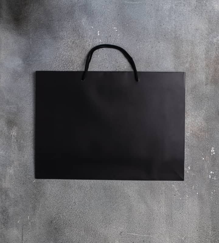 FSC® Black Matt Laminated Rope Handle Paper Bags - 440x120x320mm