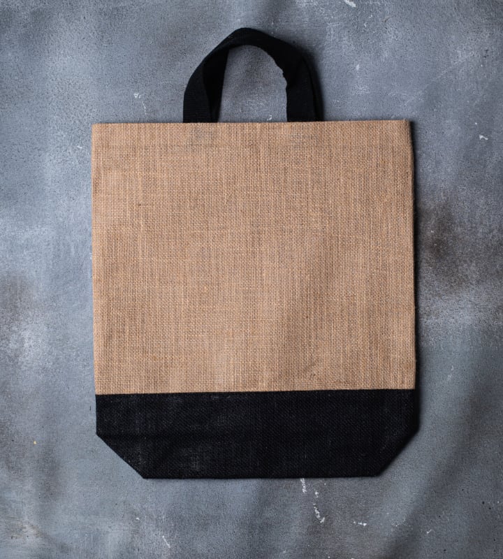 Contrast jute bag 380x100x420mm back view