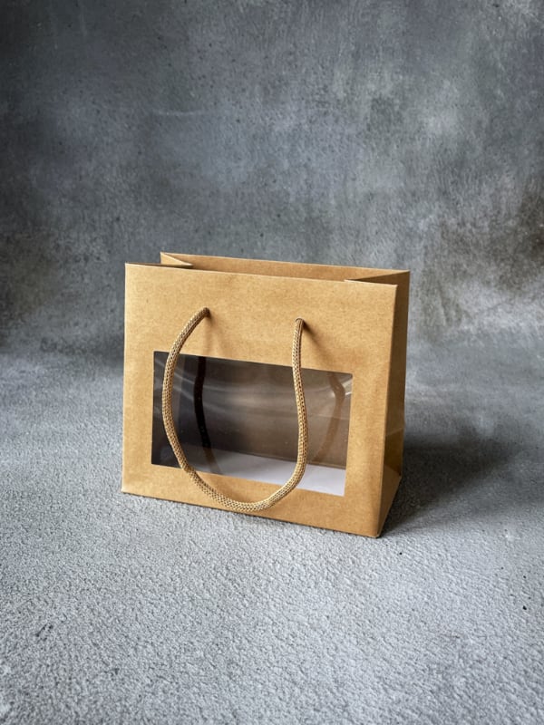 FSC® Luxury Rope Handle Brown Paper Bag with Window