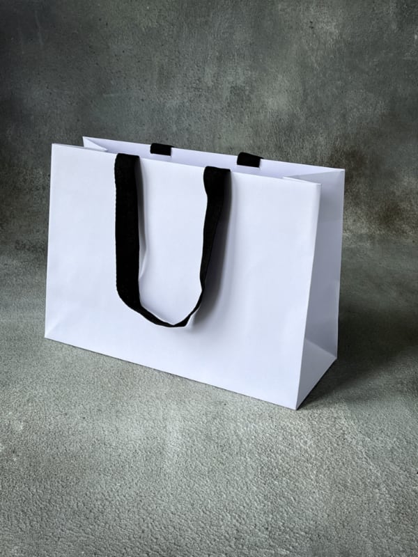 FSC® Luxury Embossed Paper Bags with Cotton Ribbon Handle