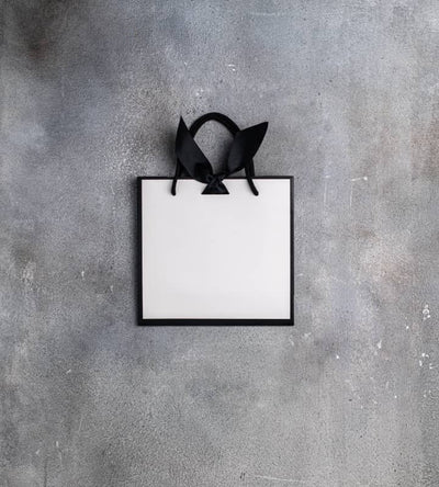 FSC® Matt Laminated Black Edge Ribbon Gift Bags - 230x90x220mm