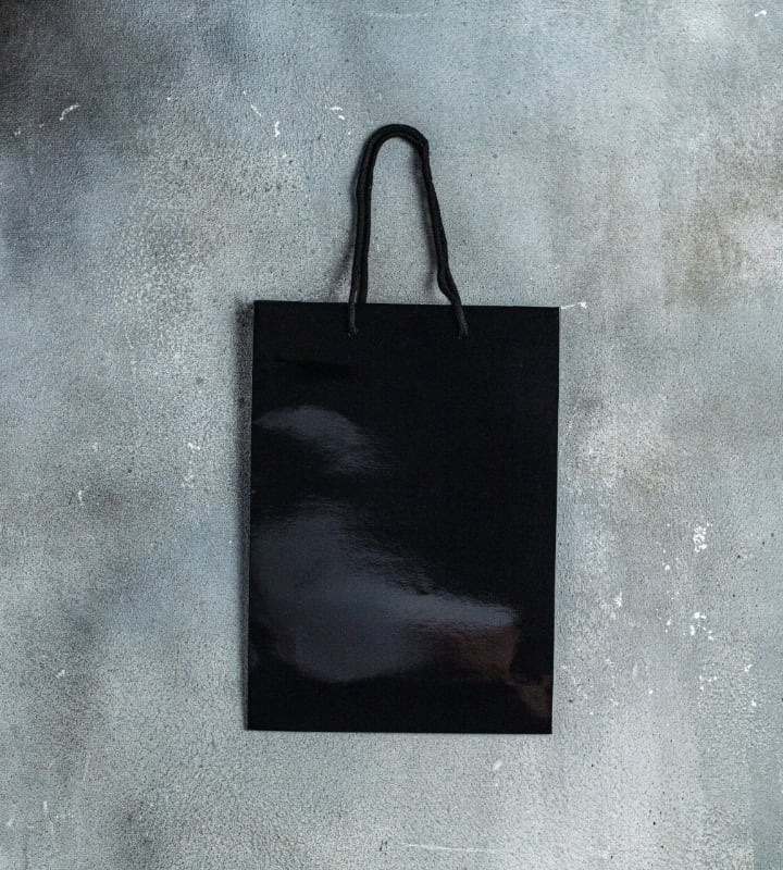 FSC® Black Gloss Laminated Rope Handle Paper Bags - 250x80x350mm