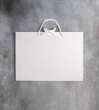 FSC® White Matt Laminated Ribbon Tie Gift Bags - 440x120x320mm