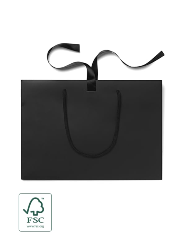 FSC® Black Matt Laminated Ribbon Gift Bags