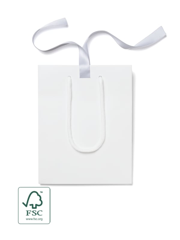 FSC® White Matt Laminated Ribbon Gift Bags