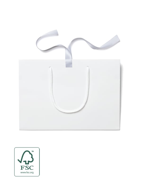 FSC® White Matt Laminated Ribbon Gift Bags