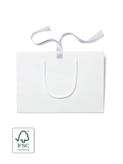 FSC® White Matt Laminated Ribbon Gift Bags