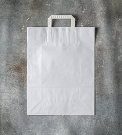 Flat Handle Kraft Paper Bag - White 320x140x420mm