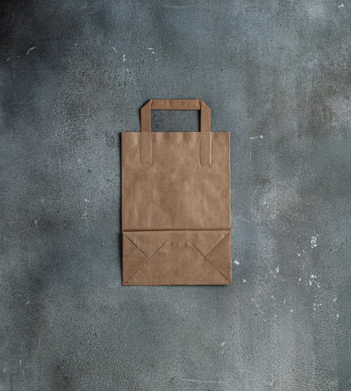 Flat Handle Kraft Paper Bag - Brown 200x100x280mm