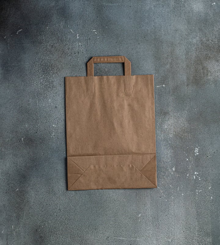 Flat Handle Kraft Paper Bag - Brown 260x100x330mm