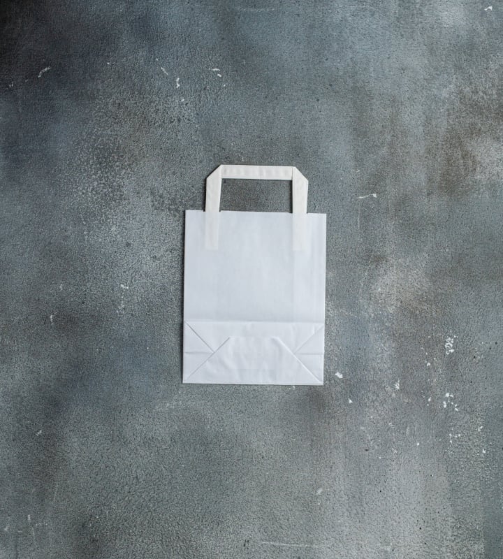 Flat Handle Kraft Paper Bag - White 180x80x220mm