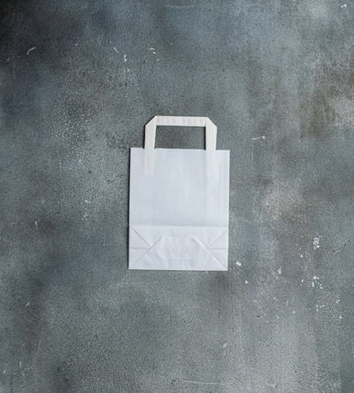 Flat Handle Kraft Paper Bag - White 180x80x220mm