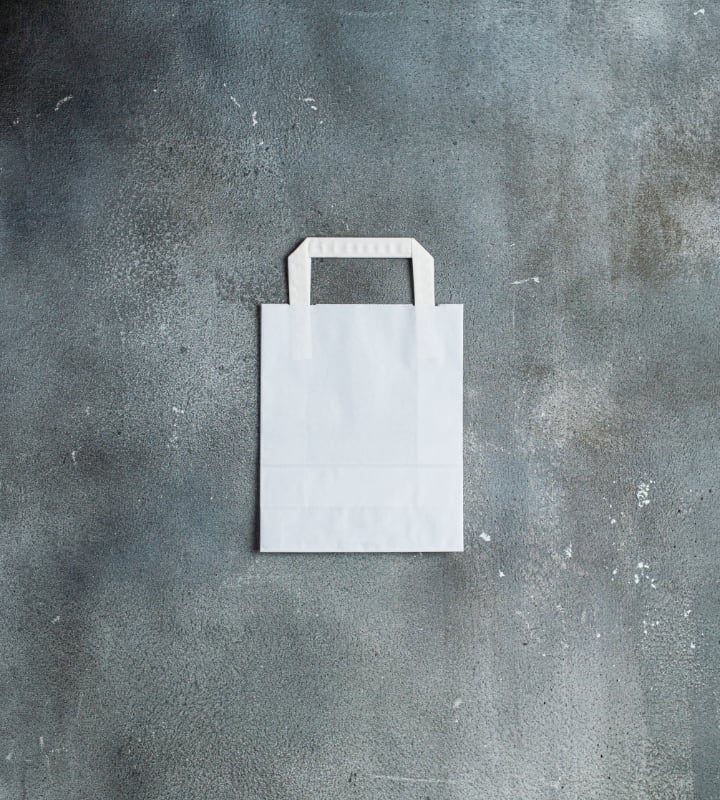 Flat Handle Kraft Paper Bag - White 180x80x220mm