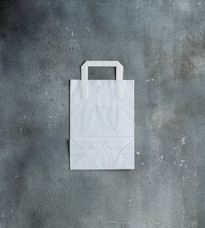 Flat Handle Kraft Paper Bag - White 200x100x280mm