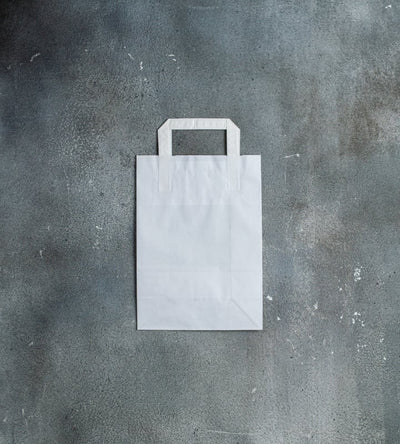 Flat Handle Kraft Paper Bag - White 200x100x280mm