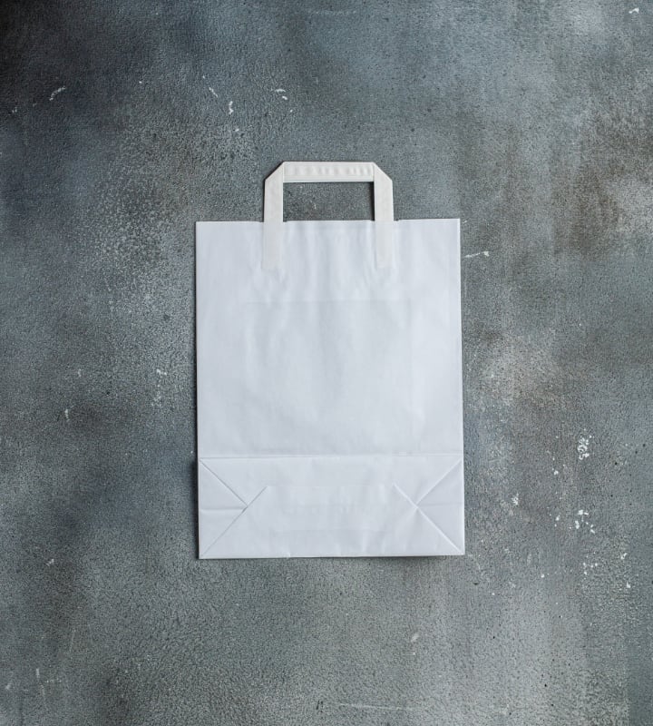 Flat Handle Kraft Paper Bag - White 260x100x330mm