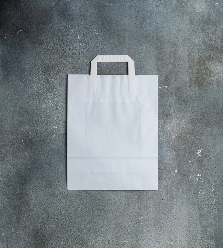 Flat Handle Kraft Paper Bag - White 260x100x330mm