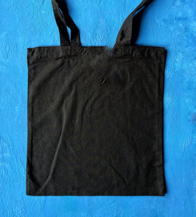 Black GOTS 5oz cotton bag 380x420mm back view