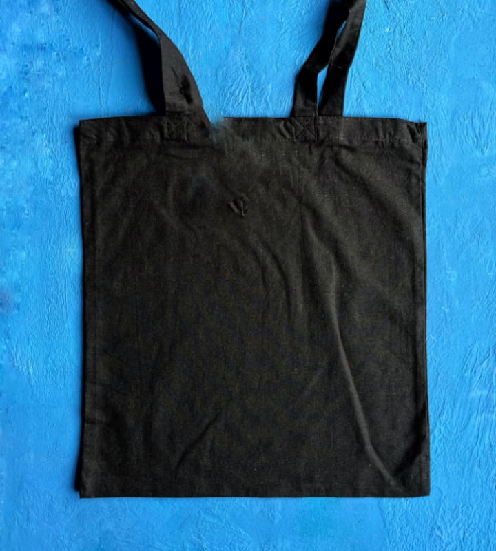 Black GOTS 5oz cotton bag 380x420mm front view