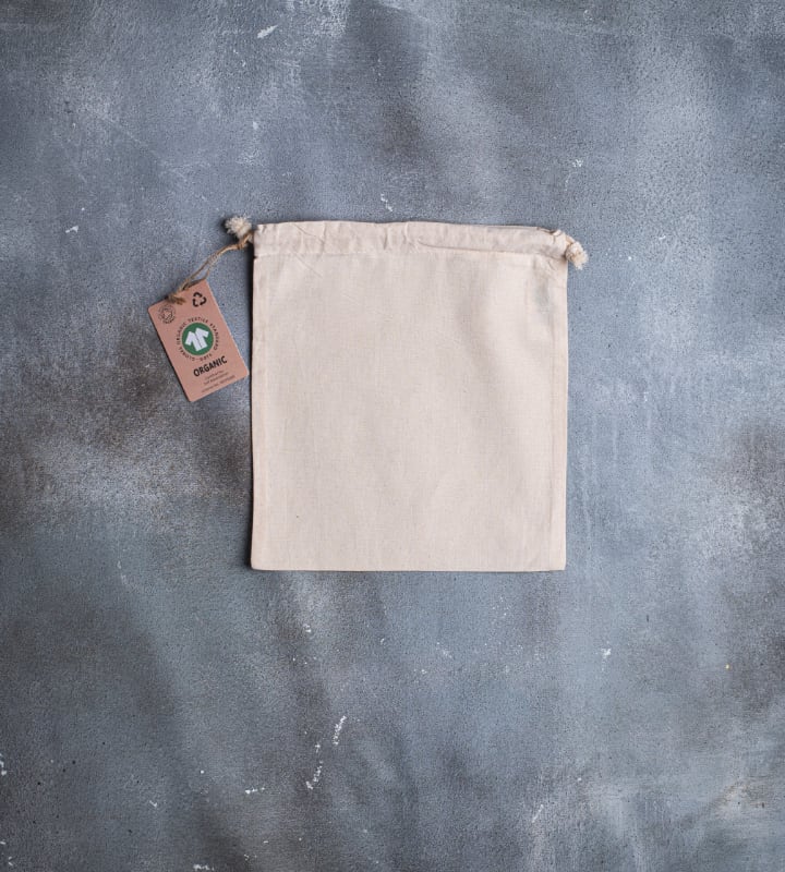 GOTS Organic 5oz Natural Cotton Drawstring Pouch - 250x300mm