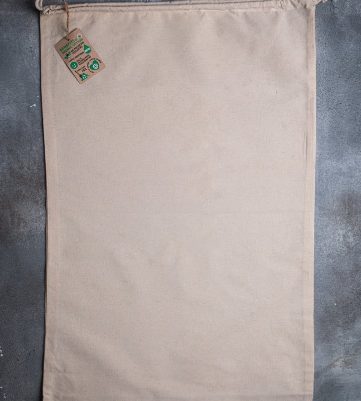GOTS Organic 5oz Natural Cotton Drawstring Pouch - 500x750mm