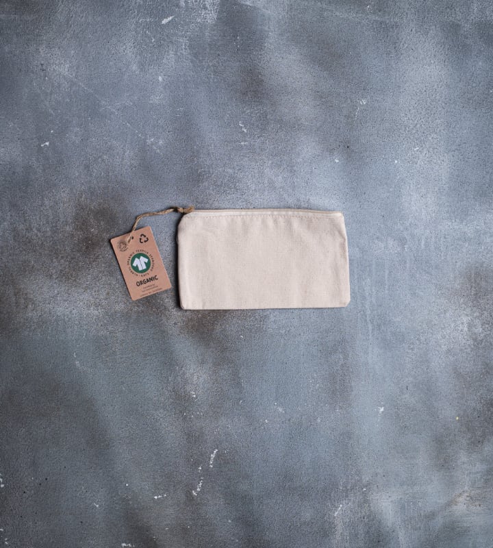 GOTS Organic 10oz Natural Canvas Zip Pouch - 220x120mm