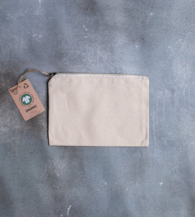 GOTS Organic 10oz Natural Canvas Zip Pouch - 240x160mm