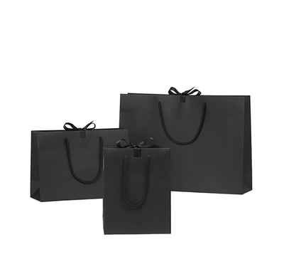 Black Matt Laminated Ribbon Gift Bags