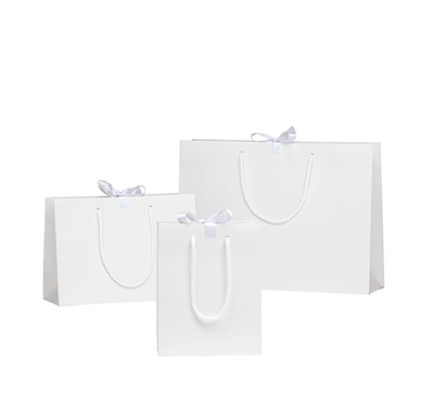 White Matt Laminated Ribbon Gift Bags