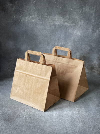 Gallery - Brown Wide Base Folded Handle Paper Bag