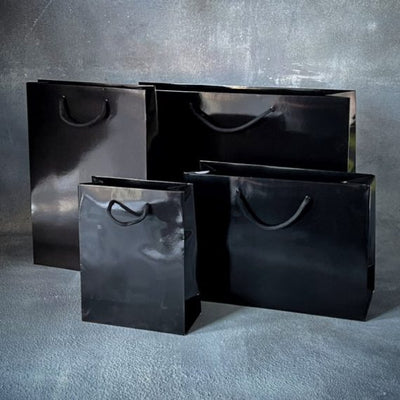 FSC® Black Gloss Laminated Rope Handle Paper Bags
