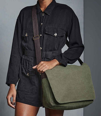Quadra Vintage Canvas Despatch Bag military green
