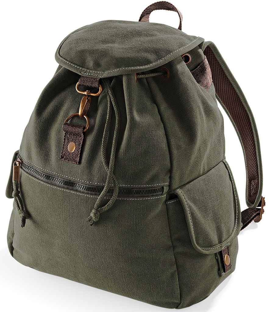 Quadra Vintage Canvas Backpack olive green