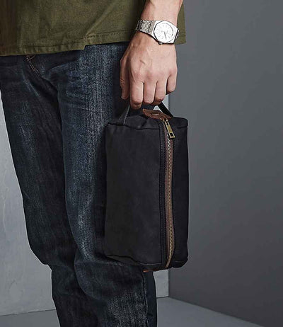 Quadra Heritage Waxed Canvas Wash Bag black
