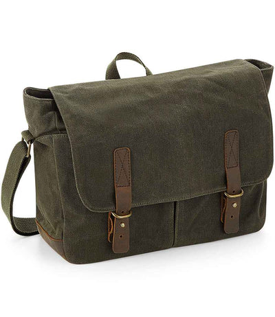 Quadra Heritage Waxed Canvas Messenger dark brown