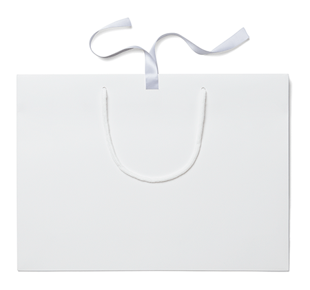 FSC® White Matt Laminated Ribbon Gift Bags