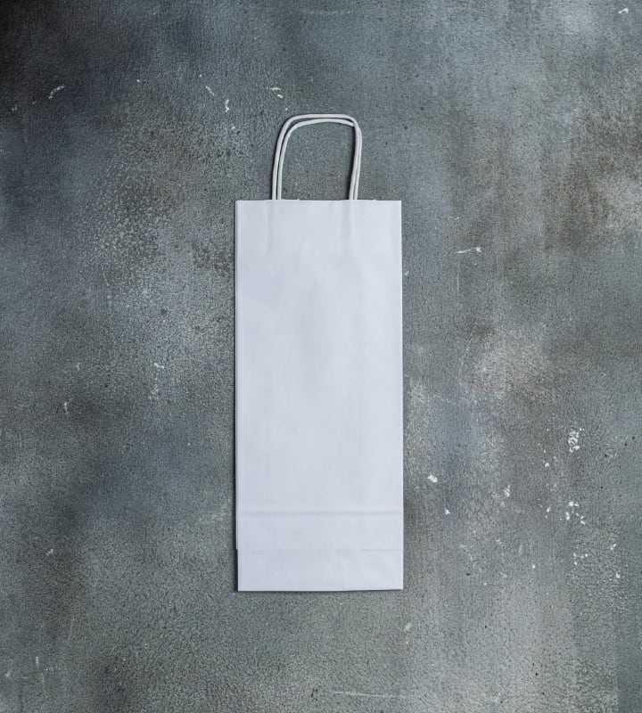 Twisted Handle Kraft Bottle Bag - White 160x80x390mm