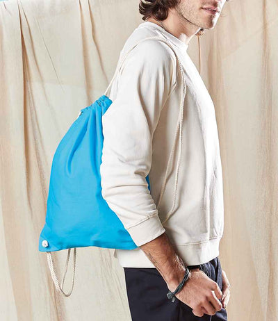 person wearing Westford Mill Cotton Gymsac surf blue